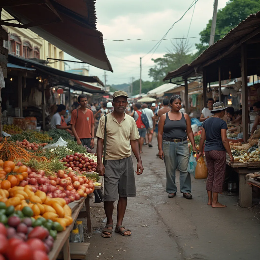 Vista panorámica de un mercado local en una ciudad brasileña