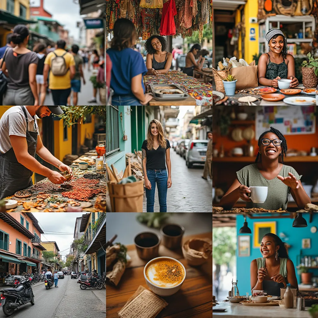 Collage de imágenes representando la diversidad del emprendimiento brasileño