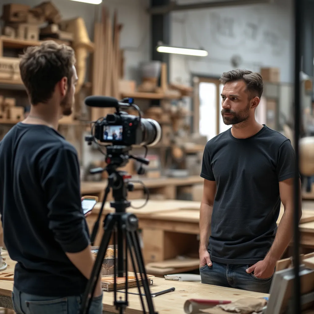 Entrevistador hablando con un emprendedor