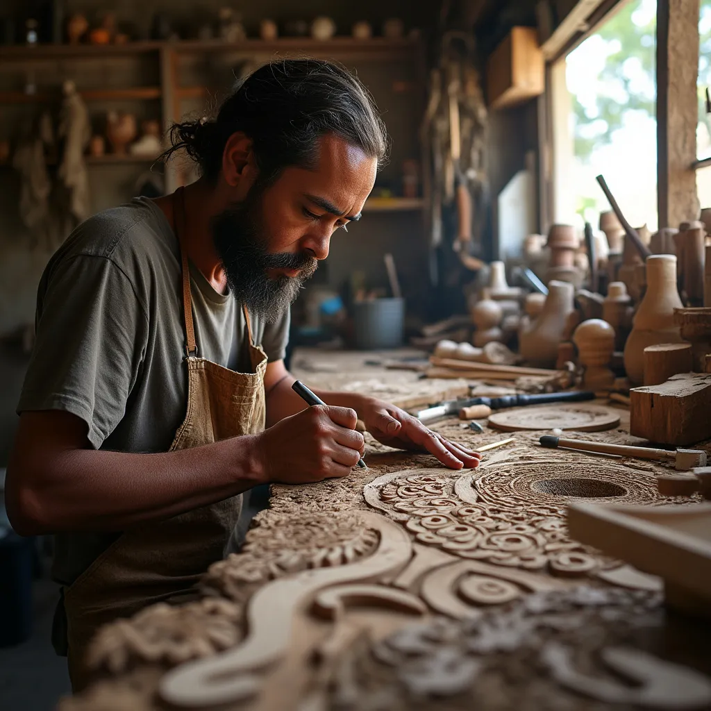 Artesano trabajando en su taller